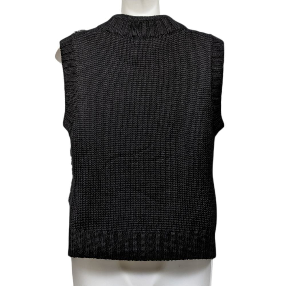 CABO Rabbit Fur Wool Minimalist Zip Front Vest L - Picture 4 of 6